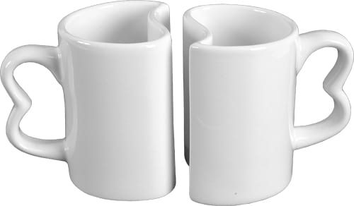 Caneca de Cerâmica Dupla Coração para Sublimação