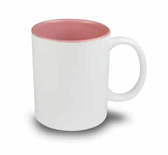 Caneca de Cerâmica Branca com Interior Rosa para Sublimação