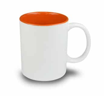 Caneca de Cerâmica Branca com Interior Laranja para Sublimação