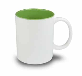 Caneca de Cerâmica Branca com Interior Verde para Sublimação